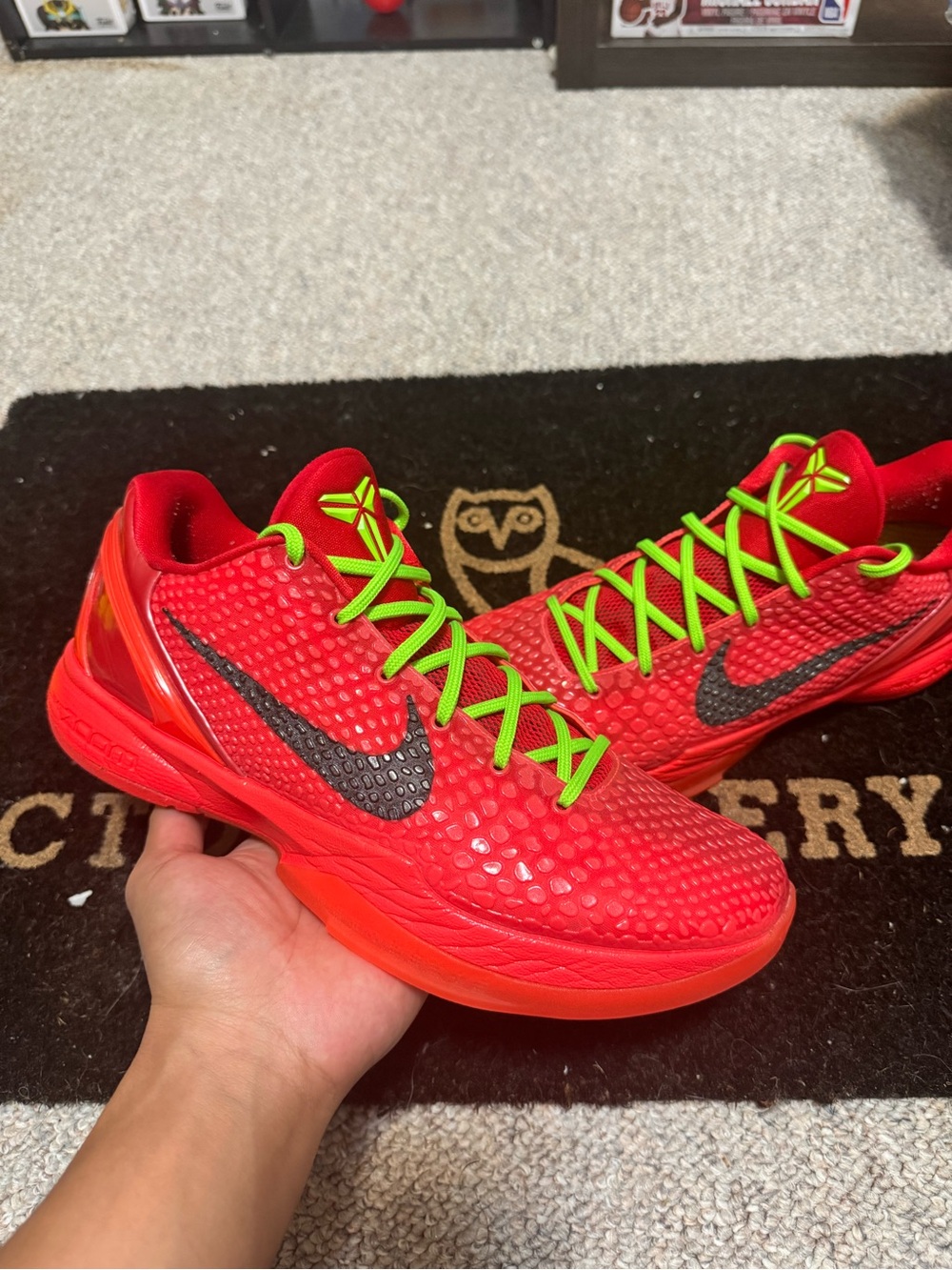 Nike Kids Red Basketball Sneakers with Neon Green Laces
